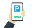 © BlazingDesigns - Online parking payment application, city parking logo design. Smart city parking mobile app concept, technology vector design and illustration.