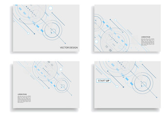 Poster - Arrow communication dynamic interface. Circles and lines and squares digital technology background. Digital template connection. Vector concept structure elements