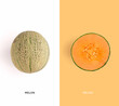 Creative layout made of melon. Flat lay. Food concept. melon on color background.