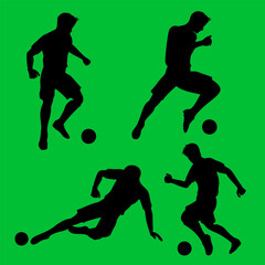 Wall Mural - collection of silhouettes of footballers or soccer players