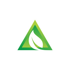 Poster - green triangle leaf logo design