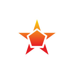 Wall Mural - red polygon star logo design