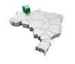 Brazil map with Roraima state flag in 3d render