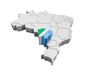 Wall Mural - Brazil map with Mato Grosso do Sul state flag in 3d render