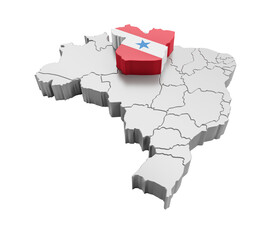 Wall Mural - Brazil map with Pará state flag in 3d render