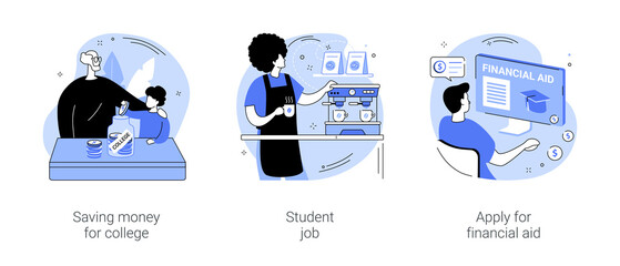 Students finance isolated cartoon vector illustrations se