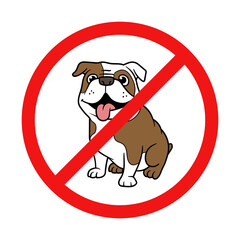 Wall Mural - Vector No Bulldog Sign on White Background