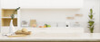 Leinwandbild Motiv Modern white marble kitchen tabletop or countertop with copy space