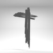 Grunge style christian cross for Ash Wednesday web banner or social graphic. The first day of Lent is a holy day of prayer and fasting. 3D render