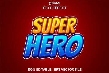 Poster - superhero text effect with blue and orange color editable.