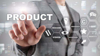 Wall Mural - Business Product Promotion Design Concept. Double exposure background