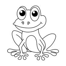 Cute Frog Cartoon Coloring Page Illustration Vector. For Kids Coloring Book.