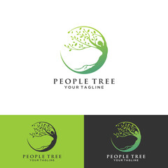 Wall Mural - Abstract Human tree logo. Unique Tree Vector illustration with circles and abstract female shapes.