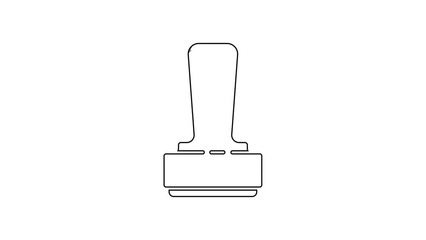 Poster - Black line Stamp icon isolated on white background. 4K Video motion graphic animation
