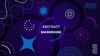 Poster - Abstract shape landing. Geometric modern technology pattern. Silhouette and line elements. Minimalist template with repeated texture. Spiral and round figures. Vector blue background