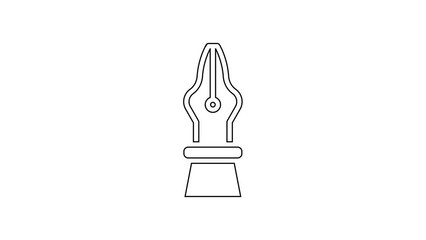 Poster - Black line Fountain pen nib icon isolated on white background. Pen tool sign. 4K Video motion graphic animation