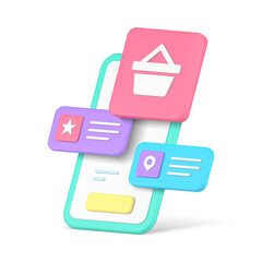 Poster - Shopping online store commercial retail smartphone application buttons 3d icon isometric vector