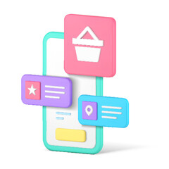 Poster - Online shopping goods delivery purchase store smartphone application realistic 3d icon vector