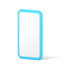 Poster - Modern blue mobile phone empty screen cyberspace communication device realistic 3d icon vector