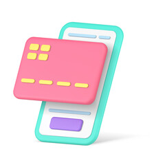 Poster - Smartphone payment credit card digital technology e money transaction 3d icon isometric vector