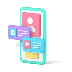 Poster - Dating smartphone user interface application for couple relationship and meeting 3d icon vector