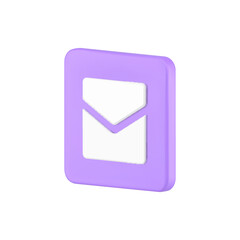 Poster - Enclosed envelope squared purple isometric button new message realistic 3d icon vector illustration