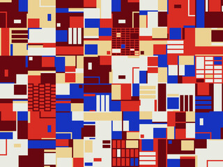 Poster - 60s Retro Style And Mid-Century Aesthetics Vector Pattern Background Made With Abstract Geometric Shapes