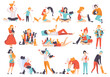 © topvectors - People Character Cat Lover Hugging, Playing and Caring About Their Fluffy Pet Vector Set