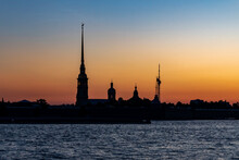 Silhouette Of The Peter And Paul Fortress In St.Petersburg 