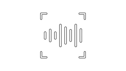 Poster - Black line Voice recognition icon isolated on white background. Voice biometric access authentication for personal identity recognition. Cyber security. 4K Video motion graphic animation