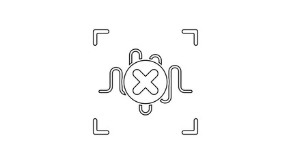 Poster - Black line Rejection voice recognition icon isolated on white background. Voice biometric access authentication for personal identity recognition. 4K Video motion graphic animation