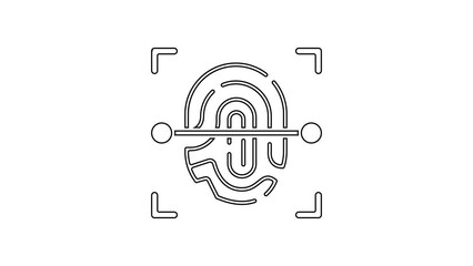 Aufkleber - Black line Fingerprint icon isolated on white background. ID app icon. Identification sign. Touch id. 4K Video motion graphic animation