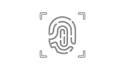 Aufkleber - Black line Fingerprint icon isolated on white background. ID app icon. Identification sign. Touch id. 4K Video motion graphic animation