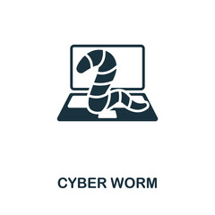 Cyber Worm icon. Monochrome simple Cybercrime icon for templates, web design and infographics