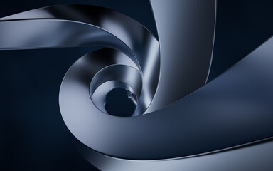 Poster - Metallic curve geometry background, 3d rendering.
