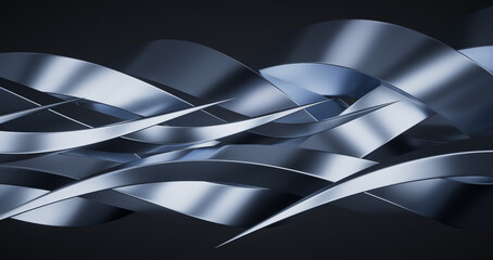 Poster - Metallic curve geometry background, 3d rendering.