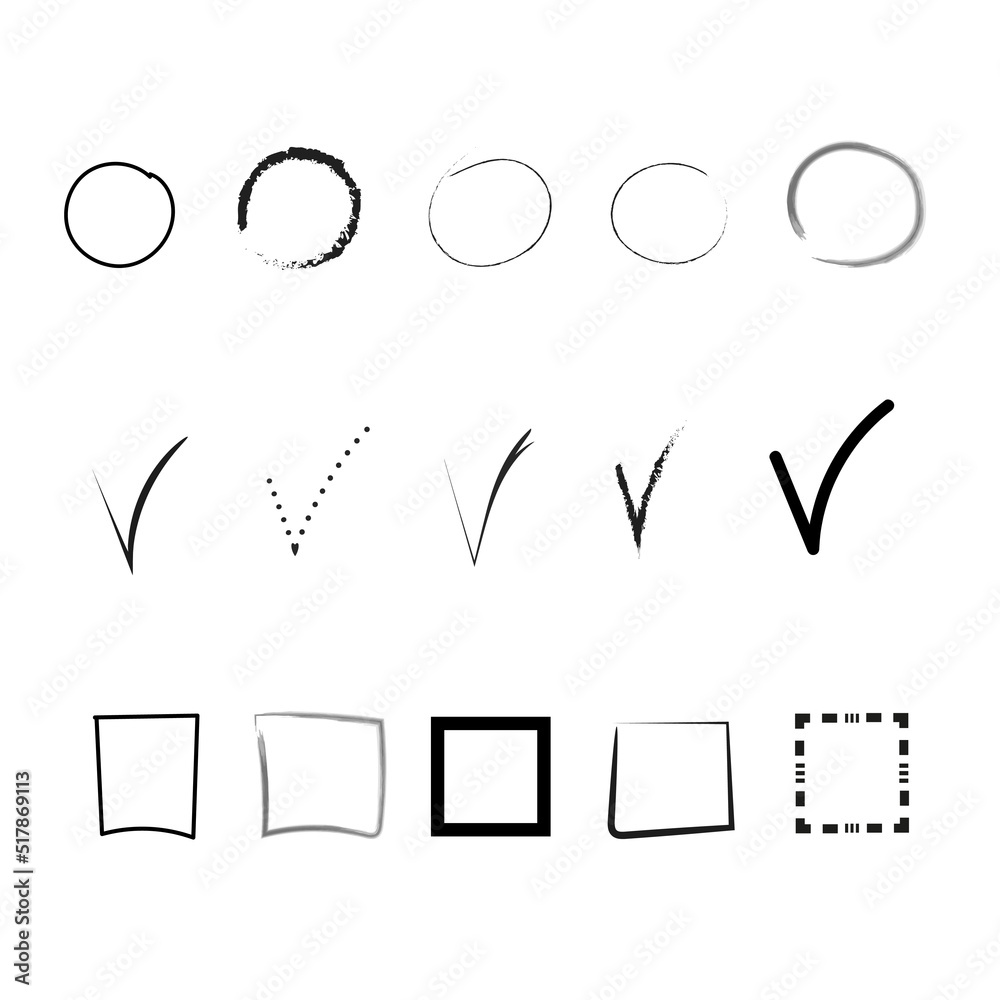 Big Set of different black and white vector check marks or ticks in ...