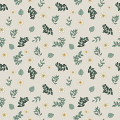 Groovy flower pattern, plants, branches. Seamless retro texture in simple linear style, 60s-70s hippie era, psychedelic plants