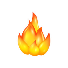 Aufkleber - Burning fire, blazing inferno fireball, vector illustration of cartoon campfire or bonfire. Fiery object emblem, cartoon symbol of warm and burn, blazing ignite