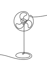 Poster - Electric fan in continuous line art drawing style. Ventilator black linear sketch isolated on white background. Vector illustration
