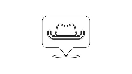 Poster - Black line Location cowboy icon isolated on white background. 4K Video motion graphic animation