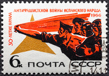 USSR - CIRCA 1966: A Stamp Printed In The USSR Devoted 30 Years Of Anti-fascist War Of The Spanish People, Circa 1966