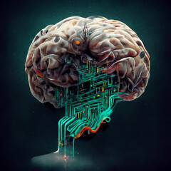 Wall Mural - artificial neural network, digital illustration