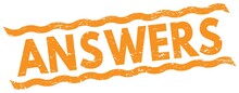 ANSWERS Text On Orange Lines Stamp Sign.