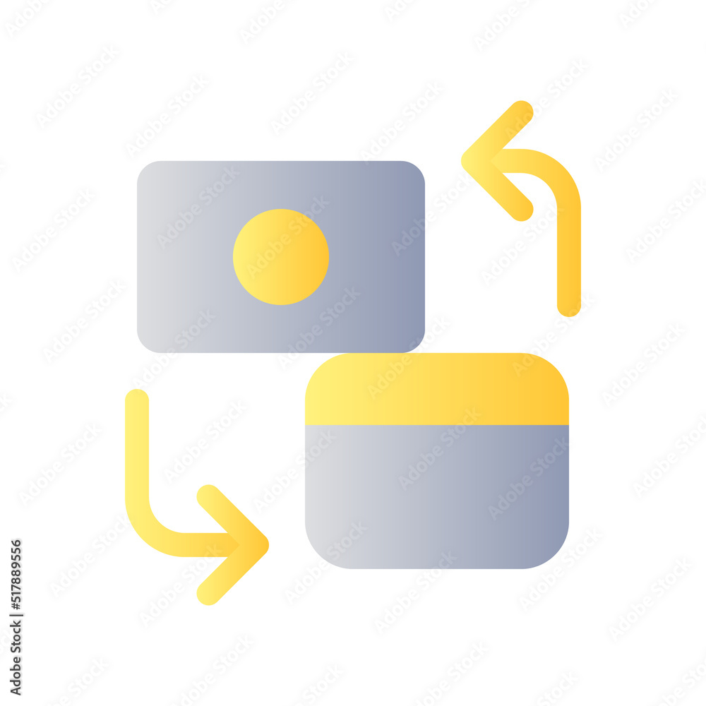 Different banks accounts transfer flat gradient color ui icon. Convert ...