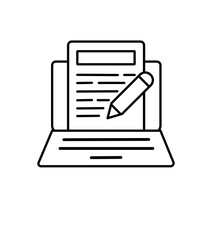Fototapete - Blogging line icon. Post, article, computer. Content concept. Can be used for topics like social media, journalism, online press