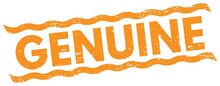 GENUINE Text On Orange Lines Stamp Sign.
