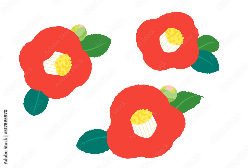 椿の花 シンプルイラスト デザインパーツ Stock Vector | Adobe Stock