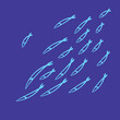 Fish school. Hand drawn fishes flock, sketched fish group, doodle drawing shoal, fishing vector illustration