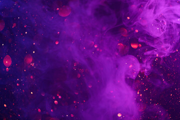 Poster - Colorful neon smoke clouds and shiny glitter lights bokeh abstract cosmic fantasy background